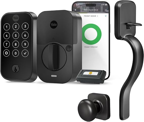 Yale Assure Lock 2 Touchscreen Door Locks with Wi-Fi and Ridgefield Handle in Black Suede 