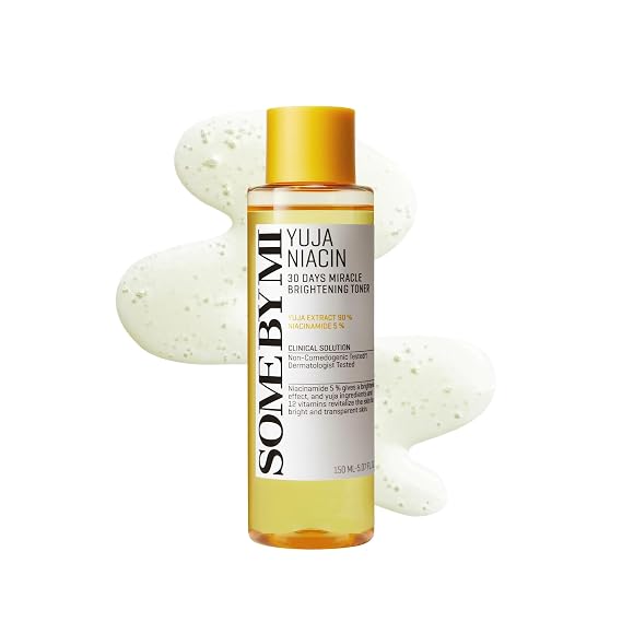 SOME BY MI Yuja Niacin 30 Days Miracle Brightening Toner 5.07oz, 150ml Korean 5% Niacinamide Toner for Dull-Looking Skin Dark Spot Remover for Face with 12 Types of Vitamins Korean Skin Care