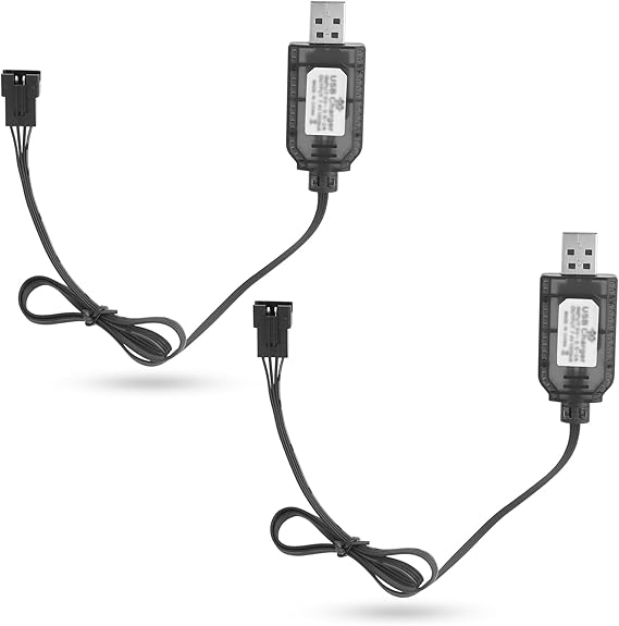2pcs SM-4P USB Charger Cable Replacement, 7.4V Battery USB Charger for RC Car Boat Gel Blaster | for RC Car Boat Gel Blaster
