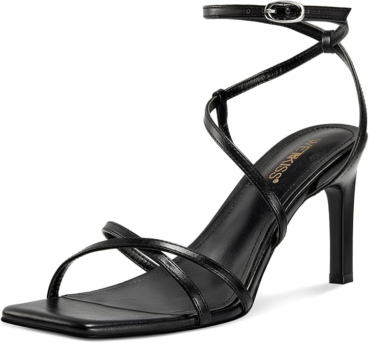 wetkiss Womens Sandals with Square Toe Ankle Strap