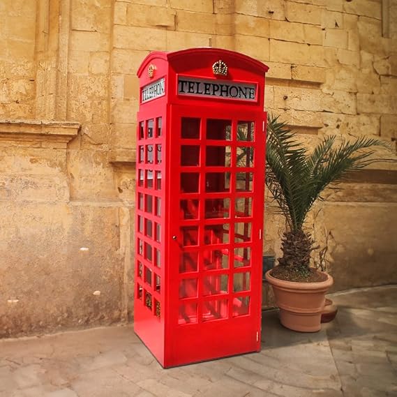 The King's Bay Red British London Telephone Booth Cast Iron Replica English Wood Old Stye Phone