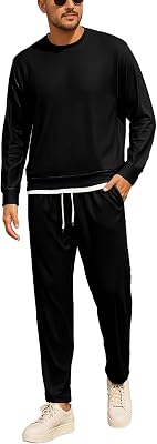 Men Tracksuit 2 Piece Long Sleeve Pullover Outfits Casual Sweatshirt & Jogging Sport Suit Sets with Pockets