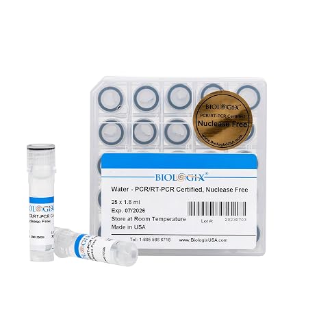 Ultra Pure Water, Nuclease-Free Water, 1.8ml Individual Package, Molecular Biology Grade,PCR/RT-PCR Certified, DNase/RNAse/Protease/Endotoxins (Pyrogen) Free, 25 x 1.8 ml/Pack, Made in USA