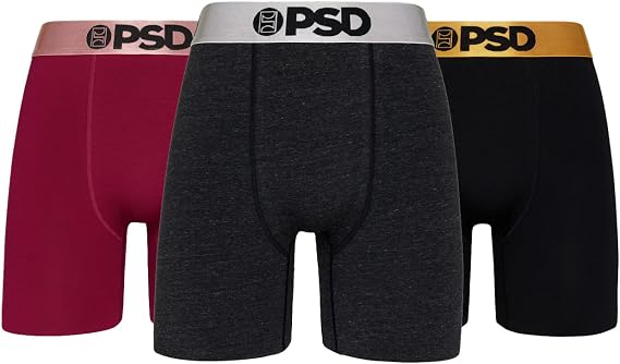 PSD Mens Underwear Metallic Cotton Boxer Brief 3 Pack, L