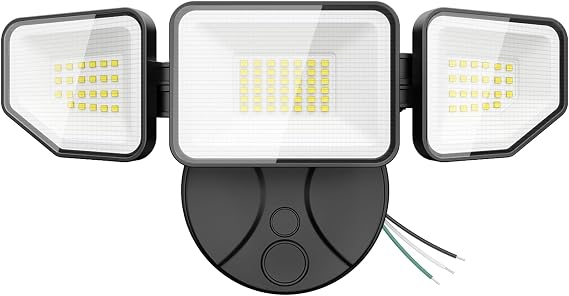 Flood Light Outdoors, 65W 6500 Lumen Super Bright LED Security Lights, 3 Adjustable Heads, IP65 Waterproof, 6500K Daylight Wall Mount Outdoor Flood Light for Yard, Garage