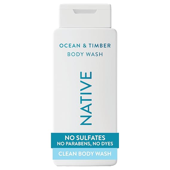 Native Body Wash Contains Naturally Derived Ingredients | For Women & Men, Sulfate, Paraben, Dye Free Leaving Skin Soft and Hydrating | Ocean & Timber 18 oz - 2 Pk