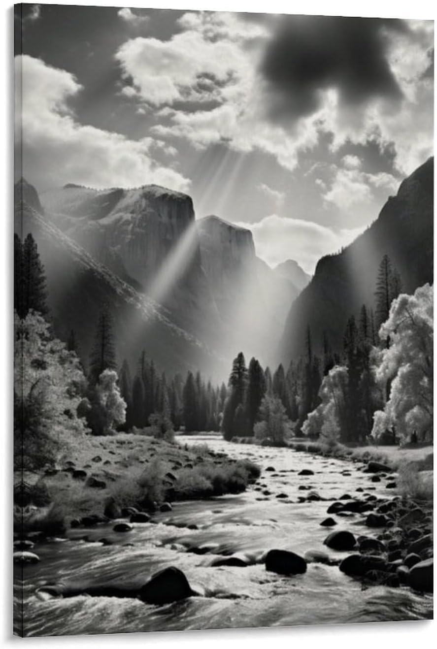 ZAMDNI Ansel Adams Black And White Landscape Photography Art Poster Canvas Poster Room Aesthetic Poster Frame-style 12x18inch30x45cm