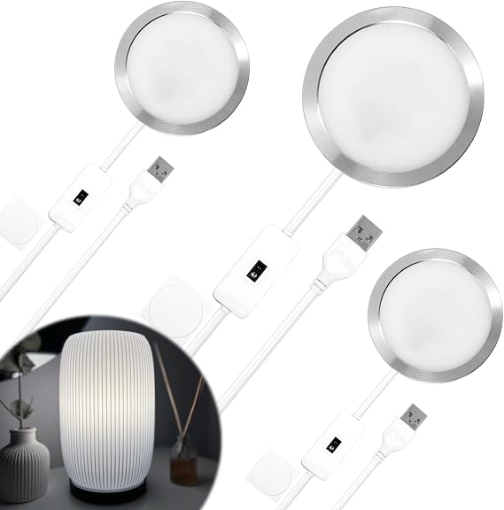 3 Pcs 3D Printer LED Lamp Kit Compatible with Bambu lab Makerworld Maker's Supply Hardware Kit 5V USB Powered Warm Light for Indoor Emergency Lighting