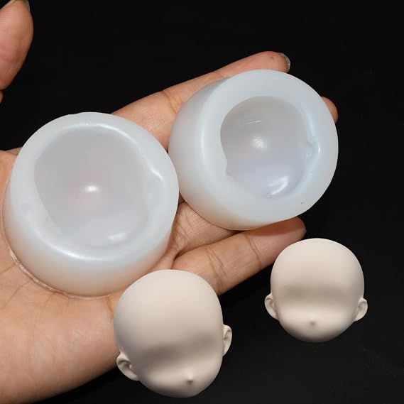2 Pcs Doll Face Silicone Clay Mold 3D Doll Face Head Clay Mold Miniature Polymer Clay Mould for BJD Doll DIY