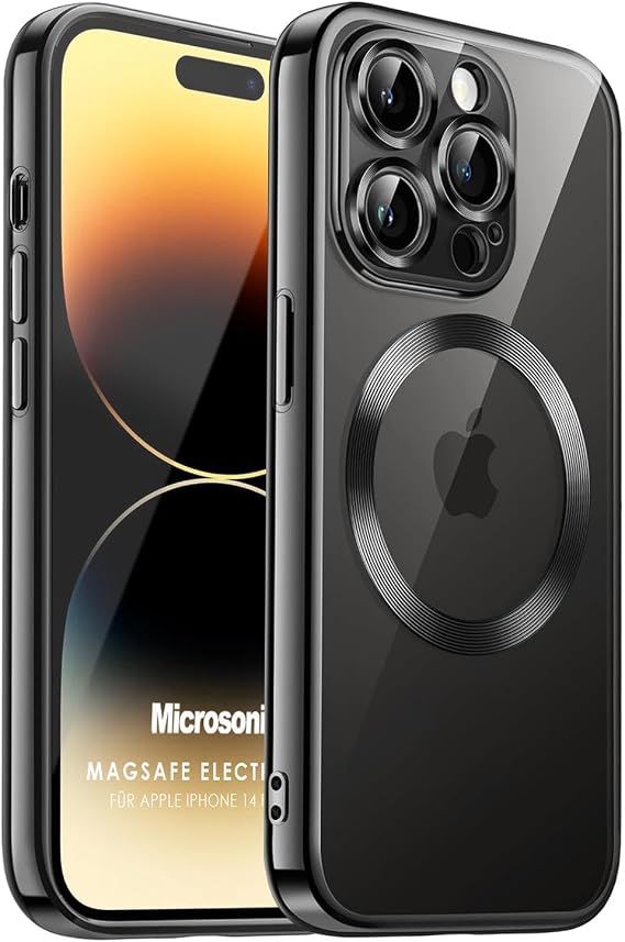 Microsonic Case for Apple iPhone 14 Pro Max MagSafe Luxury Electroplate [Case Compatible with iPhone 14 Pro Max - Black]