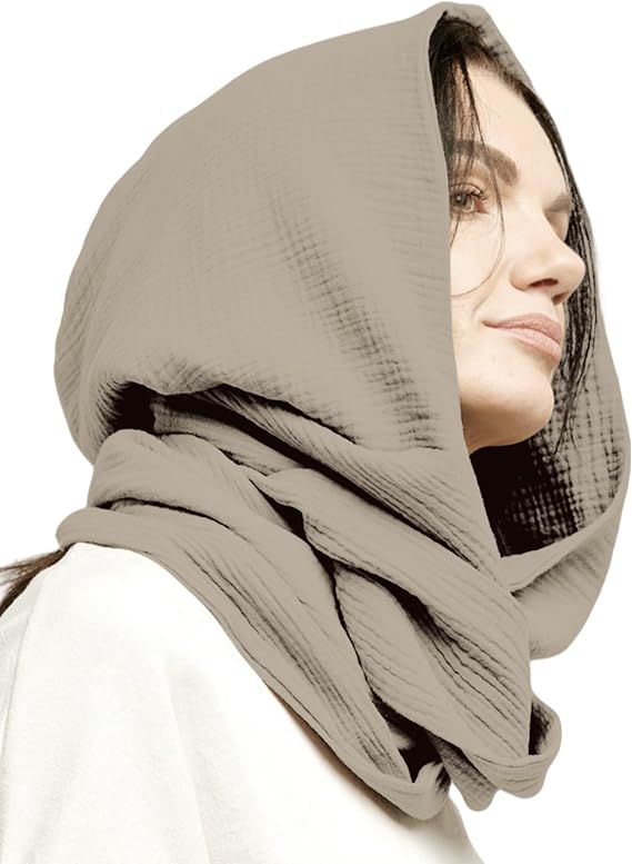 Unisex Hooded Hat Scarf for Women Men Fall Winter Hood Hat Cotton Winter Hats Plain Pullover Scarf Balaclavas Cowl Hood Shawl