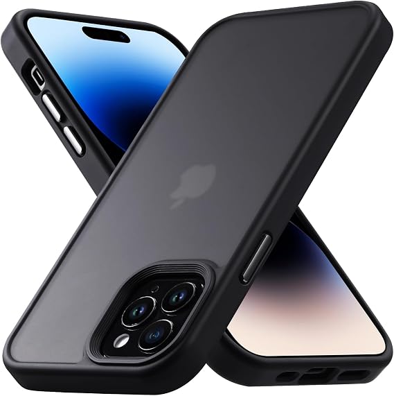 iPhone 14 Pro Case, COSOIK Shockproof Anti-Slip Anti-Fingerprint US Military Mil-Spec Matte Finish with Strap Hole SGS Certified Anti-Yellowing Durable Cover Wireless Charging for iPhone 14 Pro 6.1 inch Case Matte Black