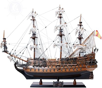Old Modern Handicrafts San Felipe Medium Model Ship - Fully Assembled Ship Model for Home and Office - 28.0L x 9.5W x 26.0H inches