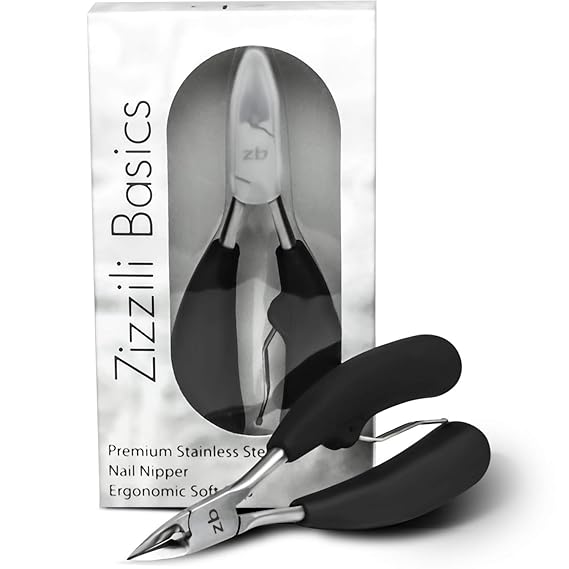 Zizzili Basics Toenail Clippers for Thick or Ingrown Nails Large Easy-Grip Handle - Heavy Duty, Sharp Stainless Steel Nippers for Seniors & Home Pedicure Care
