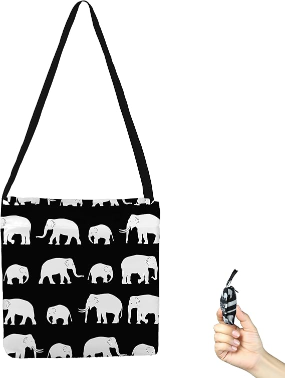 BeeGreen Elphant Tote Bag - Reusable Grocery Shopping Bag Ultimate Crossbody - Foldable Compact Portable Lightweight Duffle Bags