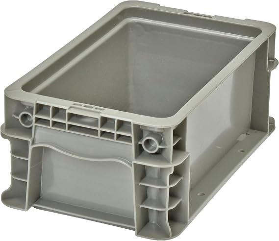 Hudson Exchange 12 x 7 x 5" (4 Pack, .75 Gallon) Straight Wall Handled Storage Container Tote, Gray/Brown