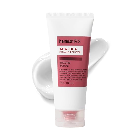 HEIMISH RX AHA BHA Enzyme Scrub - Facial Exfoliating Scrub, Chemical Exfoliant, Gentle Exfoliator for face with Salicylic Acid, For All Skin Types, Skin Texture Improvement, 130ml (4.39 fl.oz)