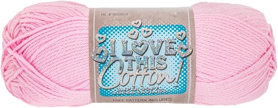 Hobby Lobby I Love This Cotton Yarn, 74 Pink | 4 Medium Weight, 180 Yards, 100% Cotton, For Crocheting & Knitting