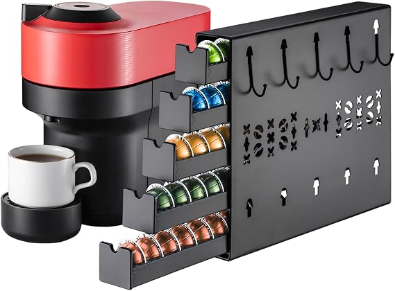 ZCDCP for Nespresso Coffee Pod Holder, Vertuo Pod Holder Drawer Wall Mounted Coffee Pod Organiser (Left (50Pods Capacity))