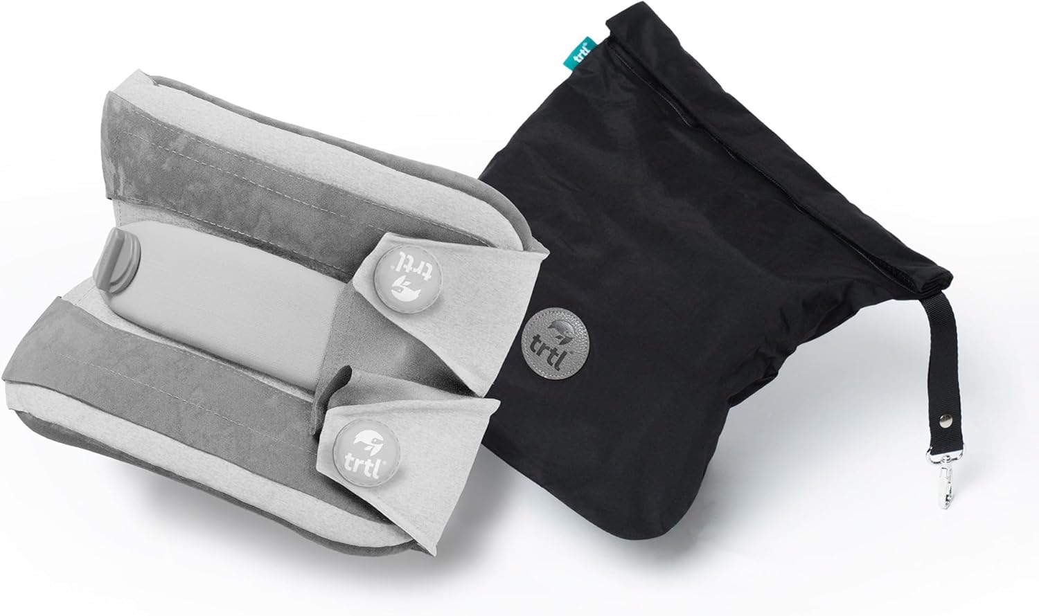 trtl Pillow Plus - Travel Airplane Neck Pillow - Foam Padded Airplane Pillow with Head and Neck Support - Machine Washable - Waterproof Carry Bag - Charcoal