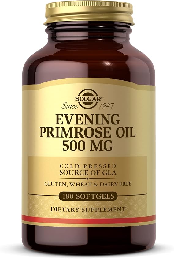 Solgar Evening Primrose Oil 500 mg, 180 Softgels - Promotes Healthy Skin | Cardiovascular Health - Nutritional Support for Women - Gluten Free, Dairy Free - 180 Servings