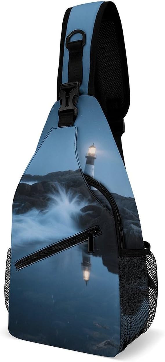 Messenger Backpack Starry Sky Seaside Reef Printed Shoulder Bag Suitable for Mountaineering Running Fitness Shopping And Cycling