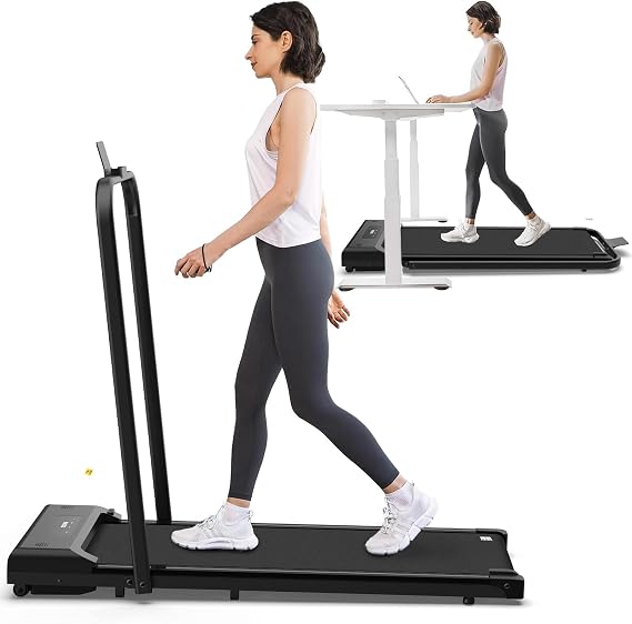 Under Desk Treadmill 2 in 1 Walking Pad for Home Office, 2.5HP Portable Walking Treadmill with Remote Control, Walking Jogging Running Machine in LED Display