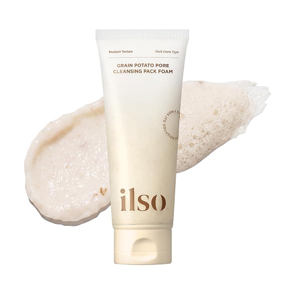 ilso Grain Potato Pore Cleansing Pack Foam, Deep Cleansing Mask for Acne-Prone Skin, with Totarol, Pore Cleanzyme, Daily Exfoliating Cleanser, Korean cleanser, 5.07 fl. oz.