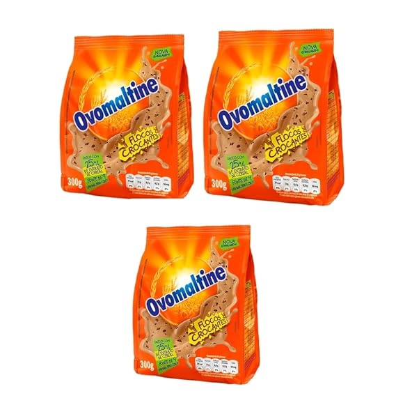 Flocos Crocantes de chocolate Ovomaltine Brasileiro - chocolate em po - Pack of 3x300g