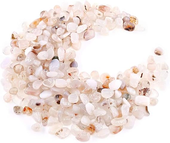 WAYBER Natural Tumbled Agate Quartz Decorative Pebbles, 1 Lb Off-White | Lustrous Polished Finish, Rich Long-Lasting Hues, Toxin-Free Material, Perfect for DIY Crafts & Home Decor