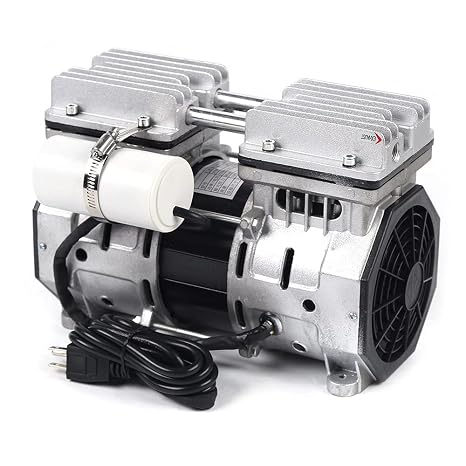 Futchoy Oil-Free Vacuum Pump 110V Lab Diaphragm Vacuum Pump Oil Free 8 Bar 370W 2A Oilless Vacuum Pump 100L/ min 1100W 5A Diaphragm Mute Pump 200L / min (370W)