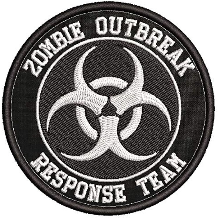 Zombie Outbreak Response Team - I Survived 2020 Biohazard Symbol Social Distance 19 Theme - Souvenir Embroidered Premium 3.5 Black Patch Iron On or Sew On Biker Emblem Decorative Gear Appliques