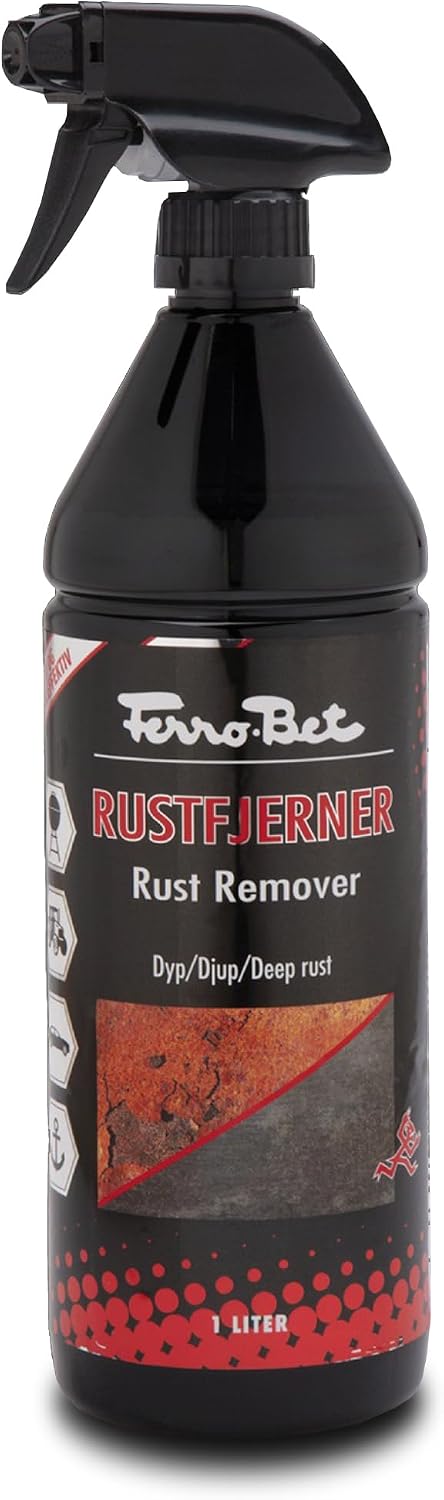FERRO-BET Rust Remover Converter: Eliminates Corrosion from Metal, Converts Rust into a Ready to Paint Surface - Trusted Norwegian Product Since 1955 – 1L Spray Bottle