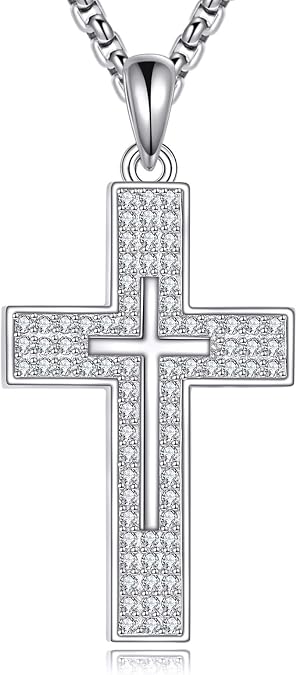 YFN Cross Necklace Sterling Silver Religious Cross Pendant Jewelry Christian Gifts for Women Men