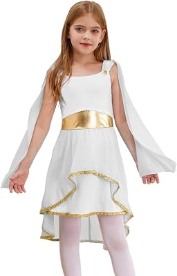 Sxiwei Kids Girls Ancient Greek Toga Costume Roman Empress Costume Haloween Grecian Princess Dress