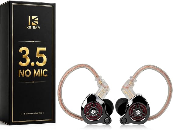 2026 Latest erabuds,KBEAR BK1 Wired Gaming Earbuds,10mm Single DD in Ear Monitor,HiFi Headset Wired Earbuds IEM Earphones with Detachable Cable for Gaming/Music/Video (Black, 3.5 no mic)