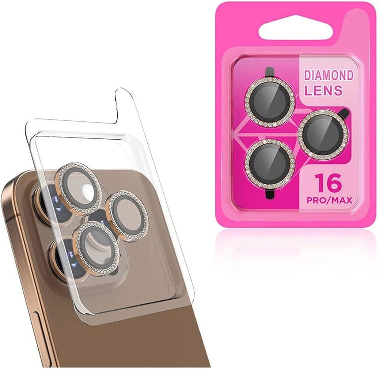 iPhone 16 Pro iPhone 16 Pro Max CL-06 Camera Lens Protector Gold Compatible with ZORE Apple