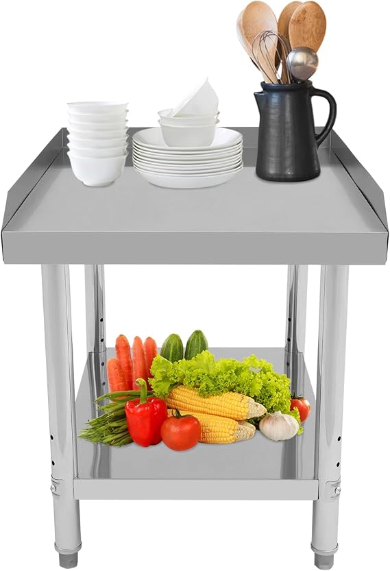 Commercial Work Table, 24x30x26in, Stainless Steel, Modern, Rectangular, Kitchen, Restaurant, Garage