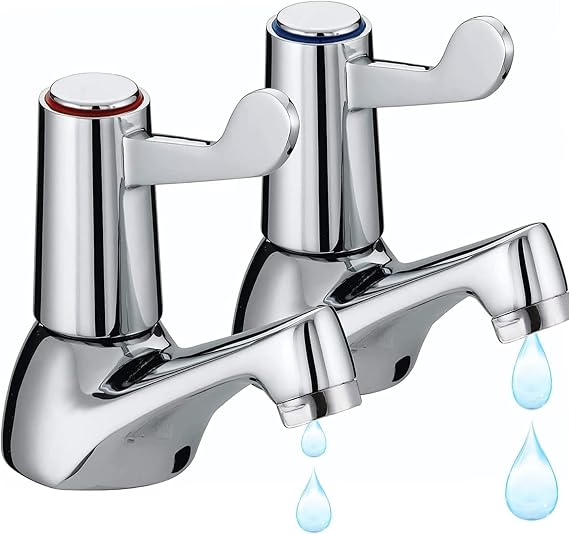 2pcs Bathroom Basin Taps Pair, 1/2" BSP Chrome Plated Brass Sink Taps