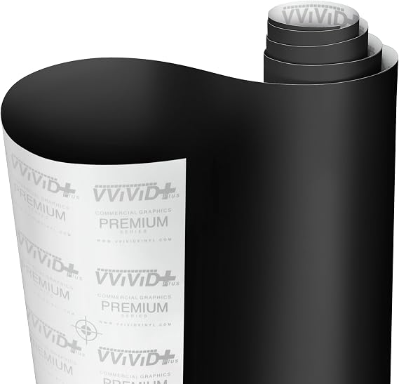 VViViD Black Matte 5 Foot x 6 Foot Car Wrap Vinyl Roll with Air Release 3Mil