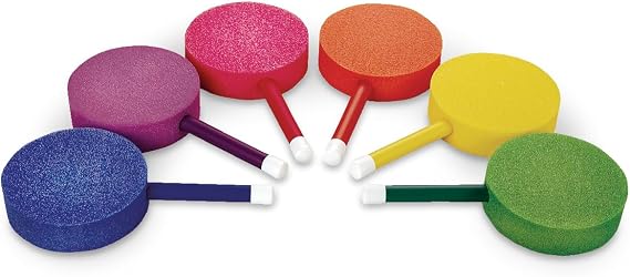 Nasco PE03322 Lollipop Foam Paddles, Set of 6 Assorted Colors, 8" Dia