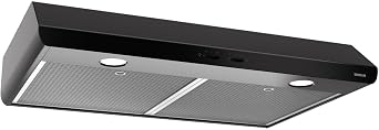 Broan-NuTone BKSH130BL Sahale 30-inch Under-Cabinet Easy Install 4-Way Convertible Range Hood with 2-Speed Exhaust Fan and Light, 300 Max Blower CFM, Black
