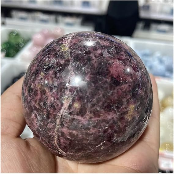 Health & Household Natural Crystal Peach Blossom Tourmaline Stone Jade Ball Quartz Mineral Energy Sphere Reiki Healing Home Decoration DIY Gifi (Size : 60-70mm)