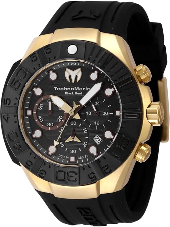 Technomarine Reef TM-523012 Men's Watch - Quartz Movement - Stainless Steel with Black Dial - 45 mm