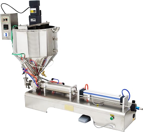 Paste Liquid Filling Machine with Heating and Mixing Function 100-1000ml Paste Liquid Filler for Cream Oil Sauce Butter Stainless Steel 110V