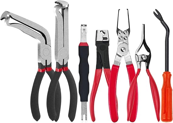 Electrical Disconnect Pliers, 7 pcs Electrical Disconnect Pliers for Cars, Connector Removal Tool for Push Tab Style Plugs