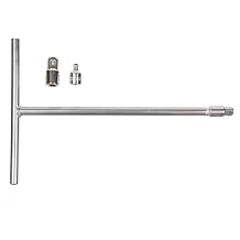 J&R Quality Tools 3/8" Drive T Handle Wrench, Chromium Vanadium Steel | Long Reach | Includes 3/8" and 1/2" Adaptors