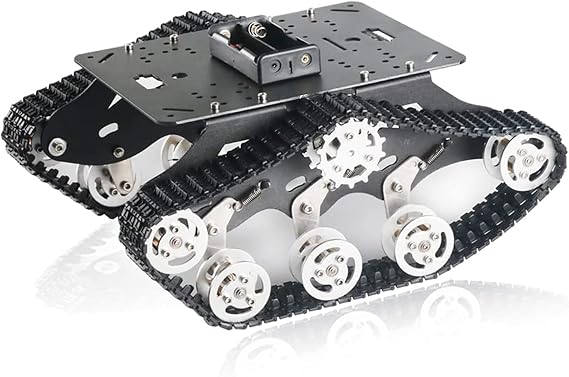 Professional TS300 Shock Absorption Robot Tank Chassis with Suspension Supporting Holder for Arduino Raspberry Pie, RC Tracked Model with 2pcs DC Encoder Motor for Monitor STEAM Teaching