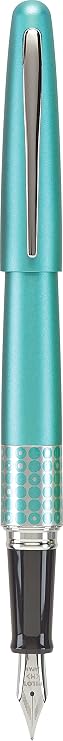 PILOT MR Retro Pop Collection Fountain Pen in Gift Box, Turquoise Barrel with Dots Accent, Fine Point Stainless Steel Nib, Refillable Black Ink (91446)
