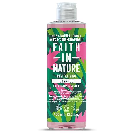 Faith In Nature Natürliches Drachenfrucht-Shampoo Revitalisierend für fettiges Haar & Kopfhaut Vegan & Tierversuchsfrei Ohne SLS Silikone oder Parabene 400 ml